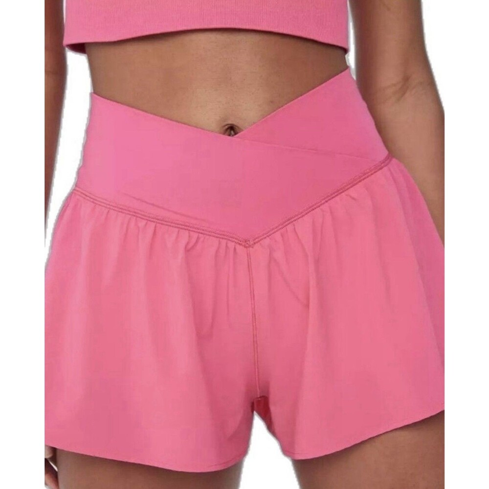 OFFLINE by Aerie Real Me Crossover Flowy Shorts Hot Pink High Rise Activewear M